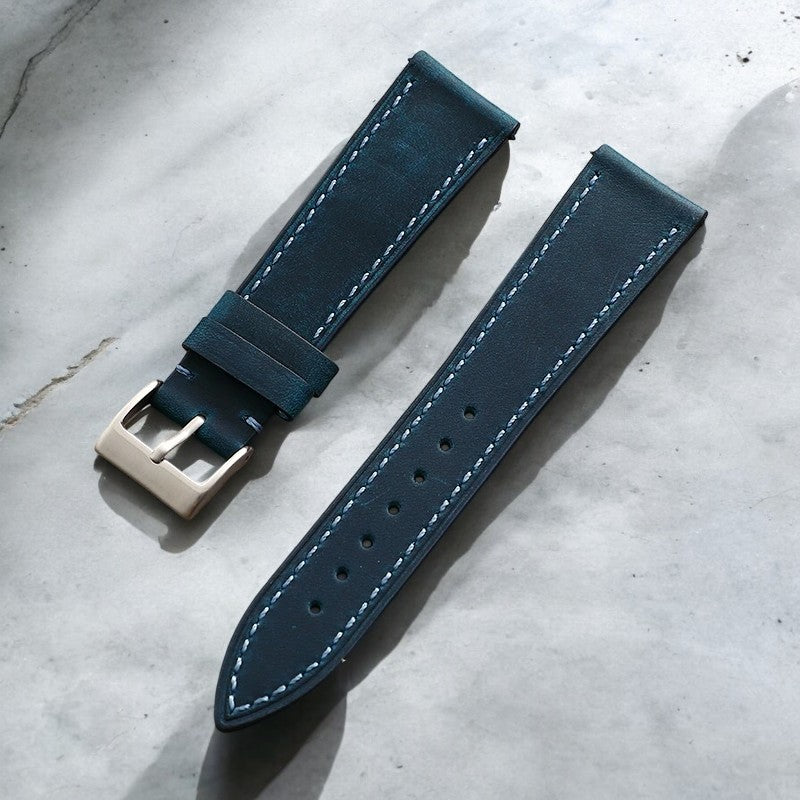 Matt Blue Leather Watch Strap