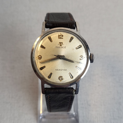 Original Bracelet - Vintage Tissot Seastar Men's – 36mm stainless steel, white patina dial, stainless steel – Manual Wind