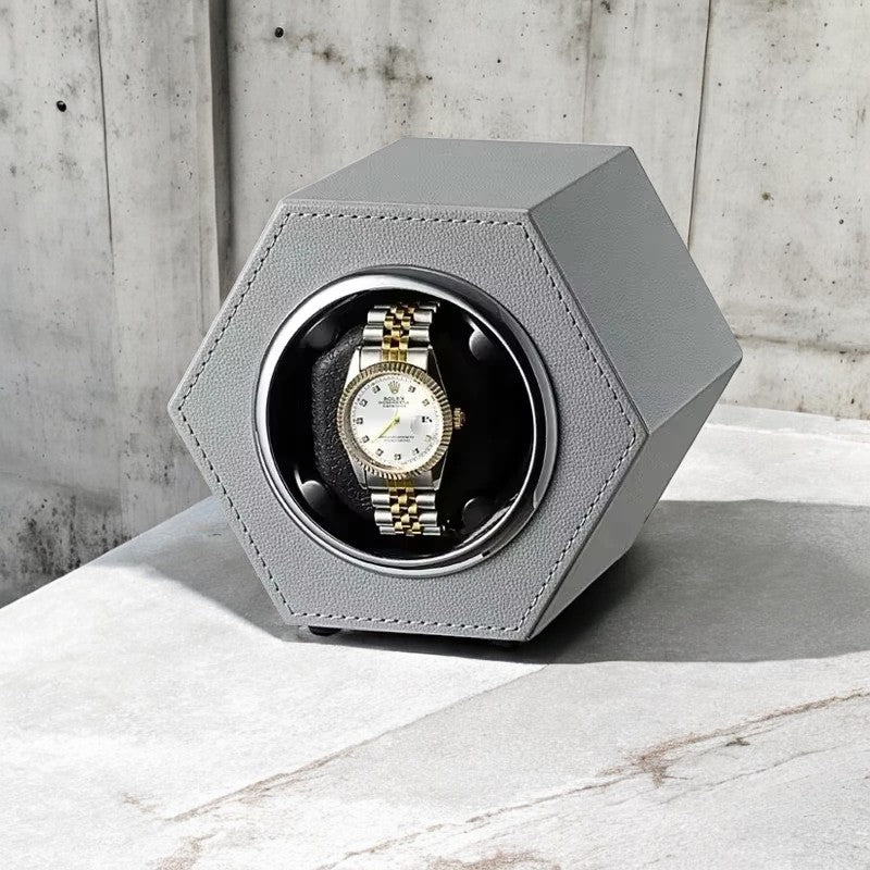 Grey Leather Watch Winder